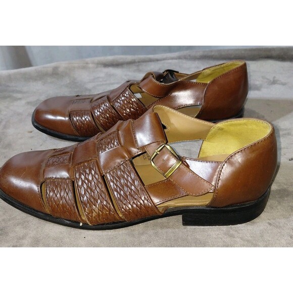 Stacy Adams Huaraches Fisherman Sandal Shoes Mens 11M Brown Comfort Flex Leather - Picture 5 of 13